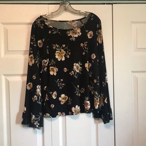 Black floral blouse